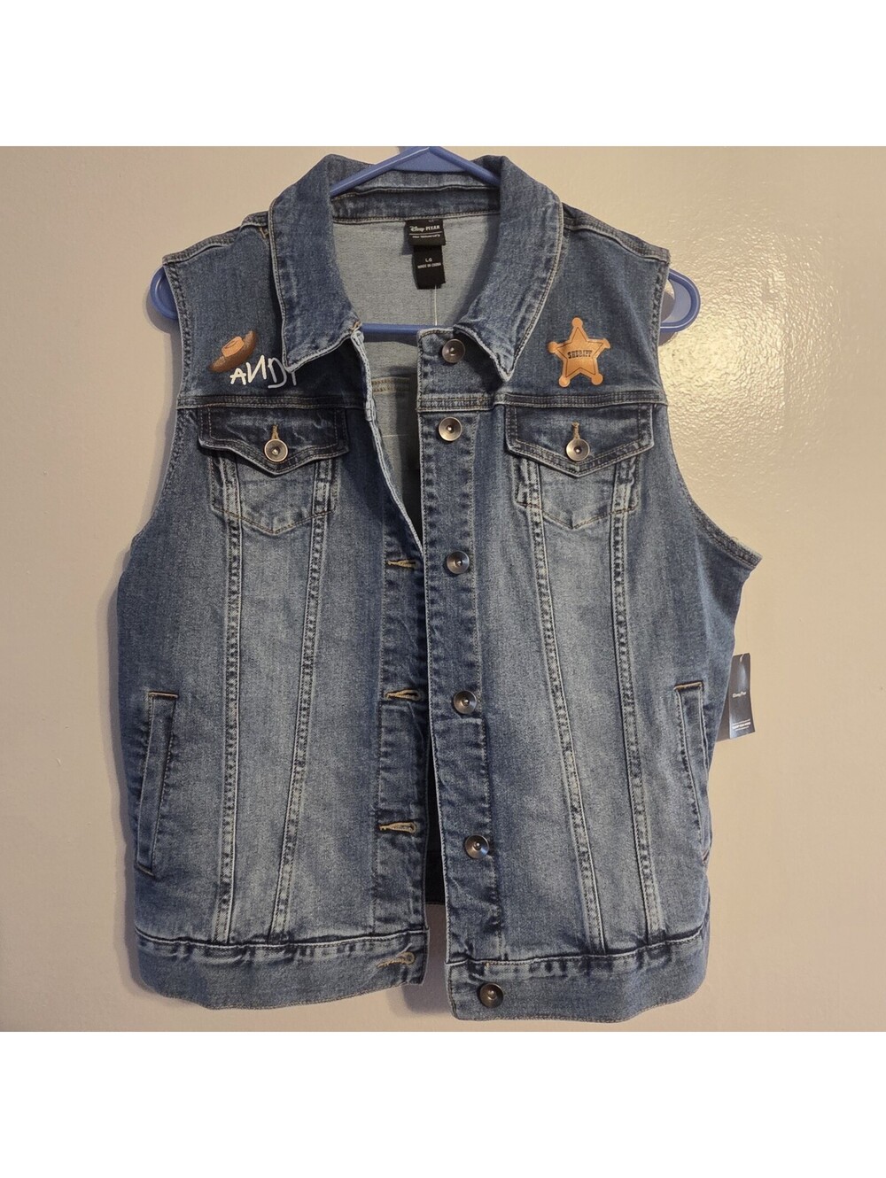Her Universe Toy Story Woody Denim Vest NWT Women’s L 2015 Retired Pixar Disney